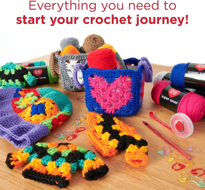 RED HEART Super Saver Super Yarn Crochet Kit with Accessories for Crochet & Knitting & Amigurumi Projects - Image 3